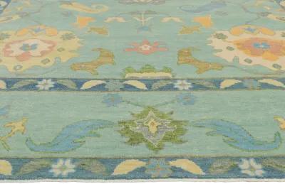 Colorful Oushak Rug - 9'00 x 11'11 - Esmaili Rugs & Antiques - Blue - Blue