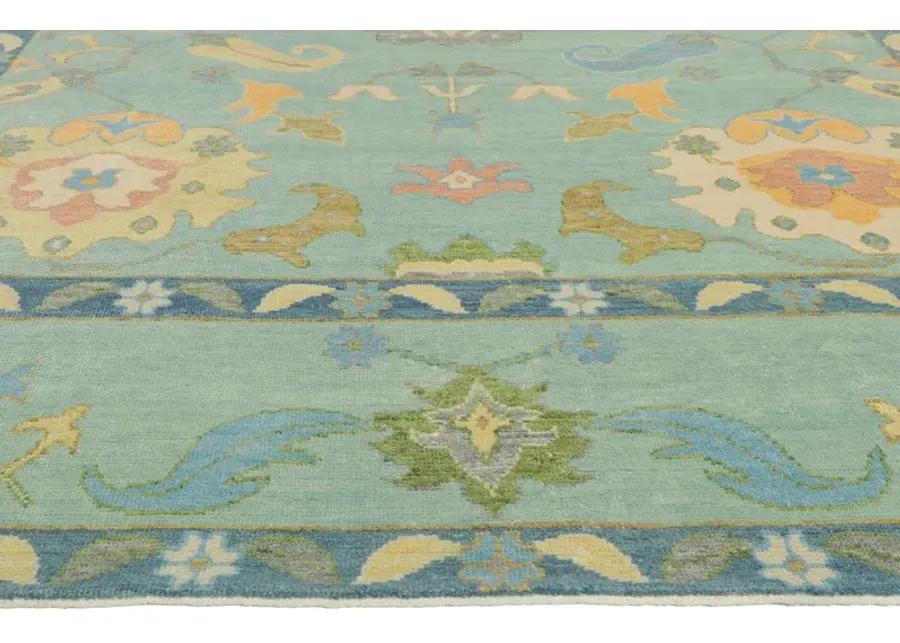 Colorful Oushak Rug - 9'00 x 11'11 - Esmaili Rugs & Antiques - Blue - Blue