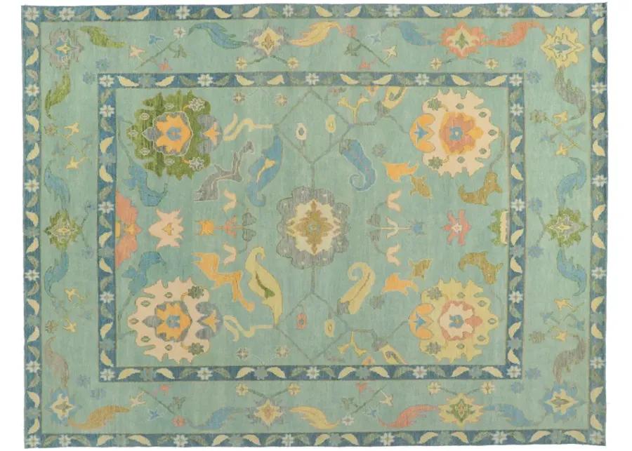 Colorful Oushak Rug - 9'00 x 11'11 - Esmaili Rugs & Antiques - Blue - Blue