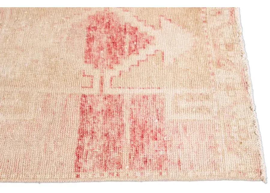 Vintage Turkish Geometric Runner Rug - Apadana - Pink - Pink