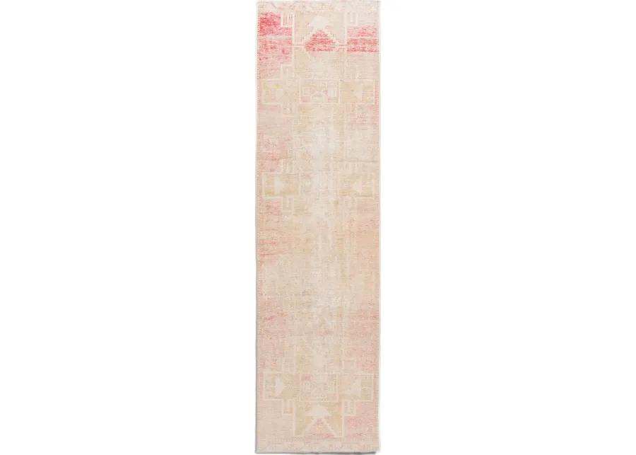 Vintage Turkish Geometric Runner Rug - Apadana - Pink - Pink