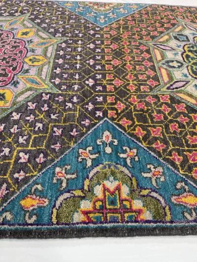 3" x 10" Sari Wool Mamluk Rug - Charcoal - F.J. Kashanian - Gray - Gray