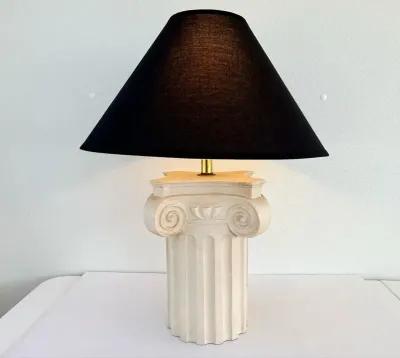 1970s Plaster Column Lamp w/Shade - C the Light Interiors