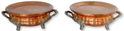 Antique French Copper Stands - Set of 2 - Rose Victoria - Brown