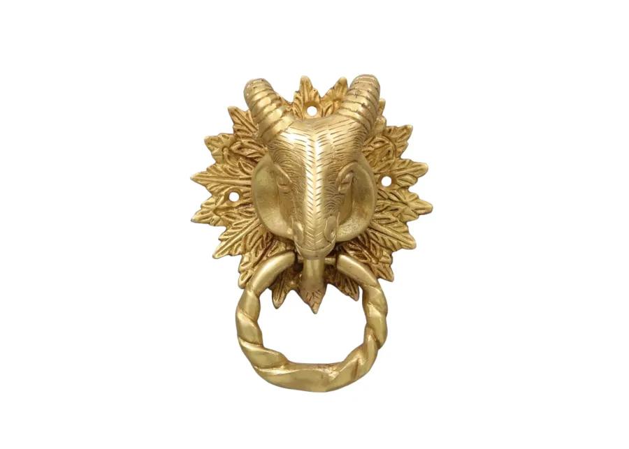 Brass Ram's Head Door Knocker - Interesting Things - Gold