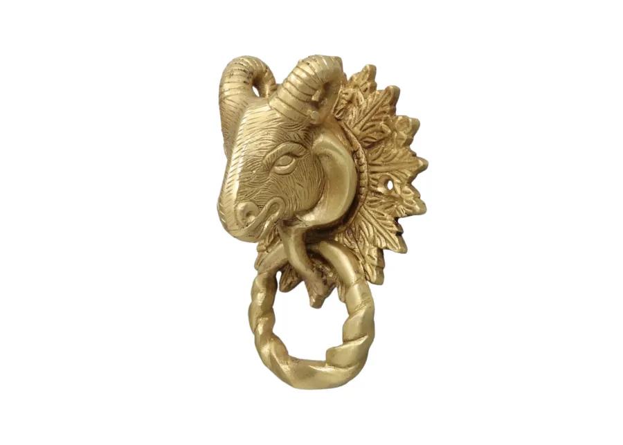 Brass Ram's Head Door Knocker - Interesting Things - Gold