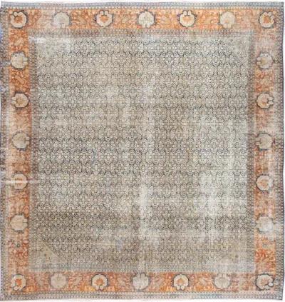 Antique Persian Tabriz Floral Rug - Apadana - Gray - Gray