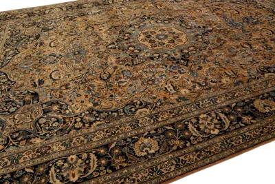 Antique Persian Mashad Floral Rug - Apadana - Beige - Beige