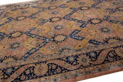 Antique Indian Agra Floral Rug - Apadana - Beige - Beige