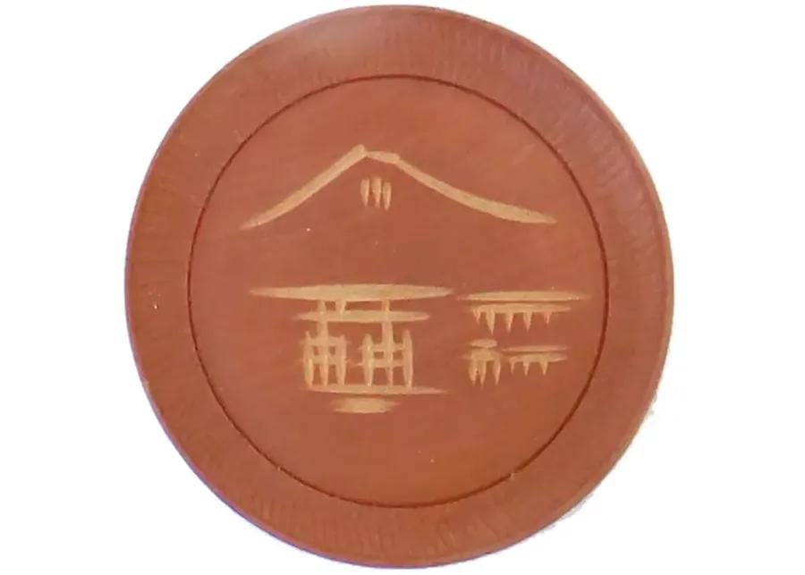 Asian MCM Teak Mt. Fuji Coasters - Set of 8 - Chez Vous - brown