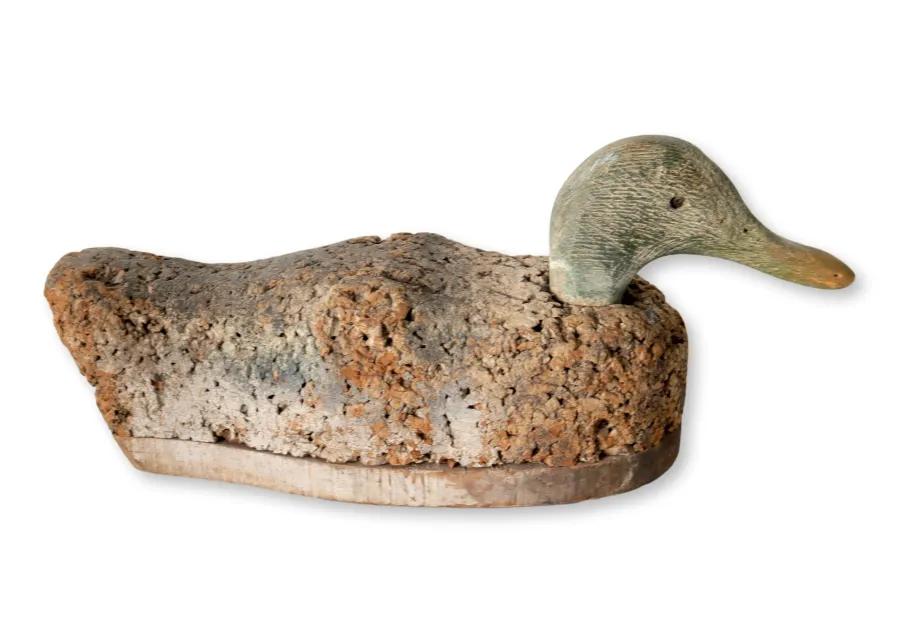 Antique New England Cork Duck Decoy - New England Mercantile - Brown