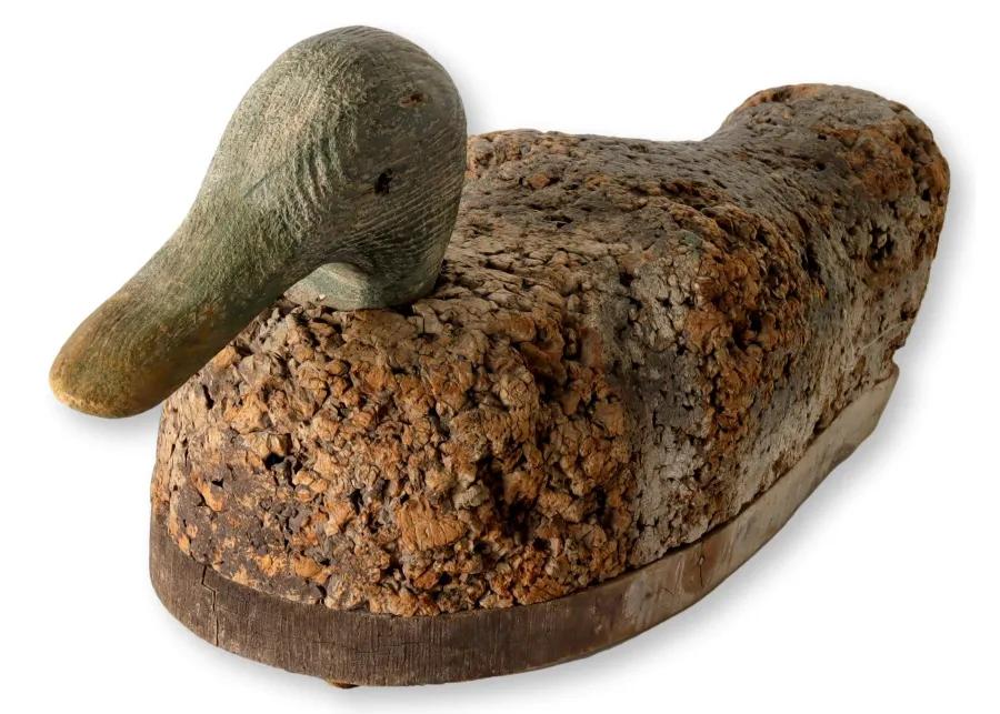 Antique New England Cork Duck Decoy - New England Mercantile - Brown