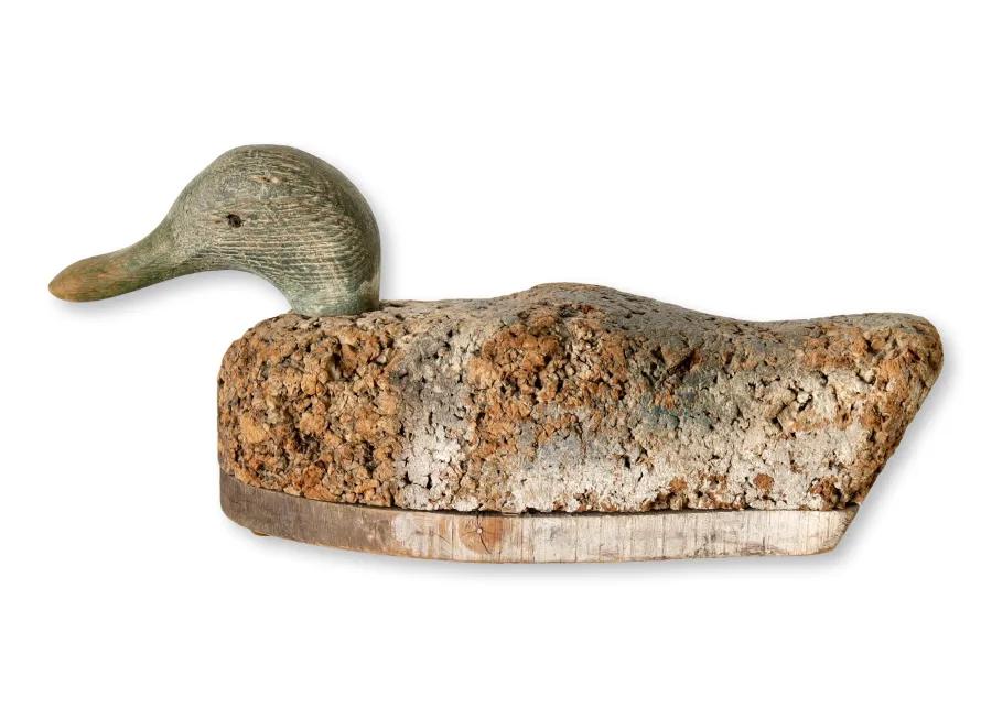 Antique New England Cork Duck Decoy - New England Mercantile - Brown