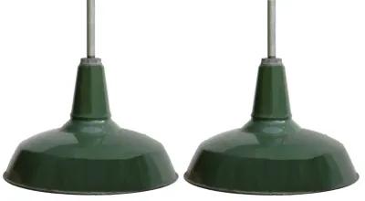 Vintage Industrial Pendant Lights - Set of 2 - Chez Vous - Green