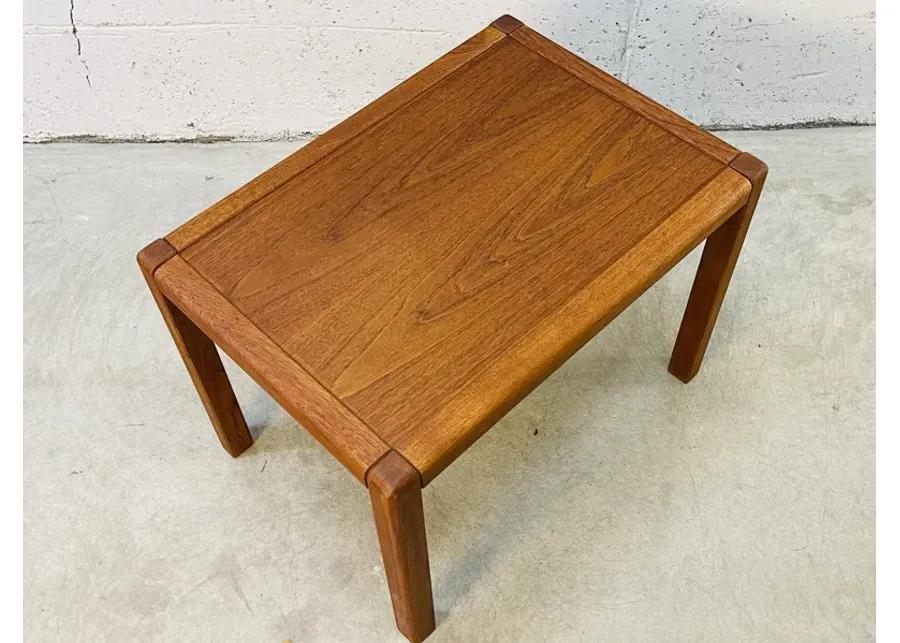 Teak Rectangular Side Table - 2-b-Modern - Brown