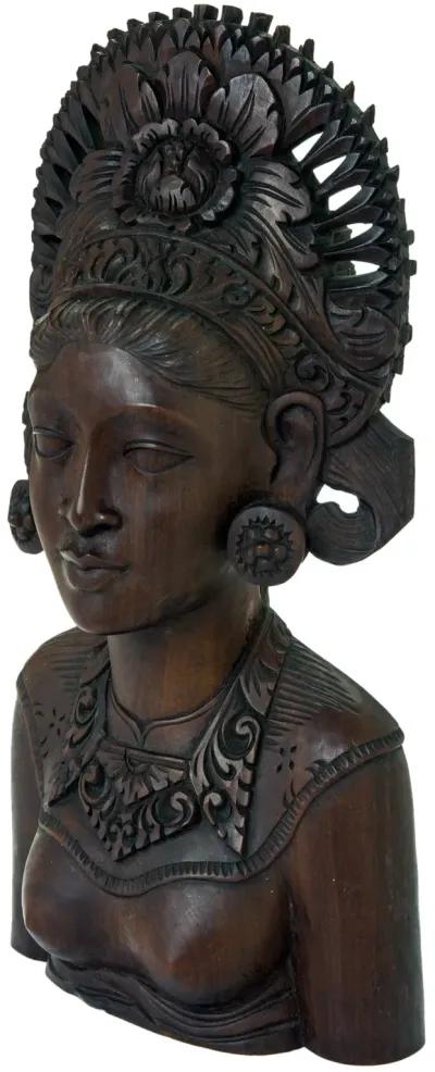 Indonesian Hand Carved Female Bust - Fleur de Lex Antiques - Brown