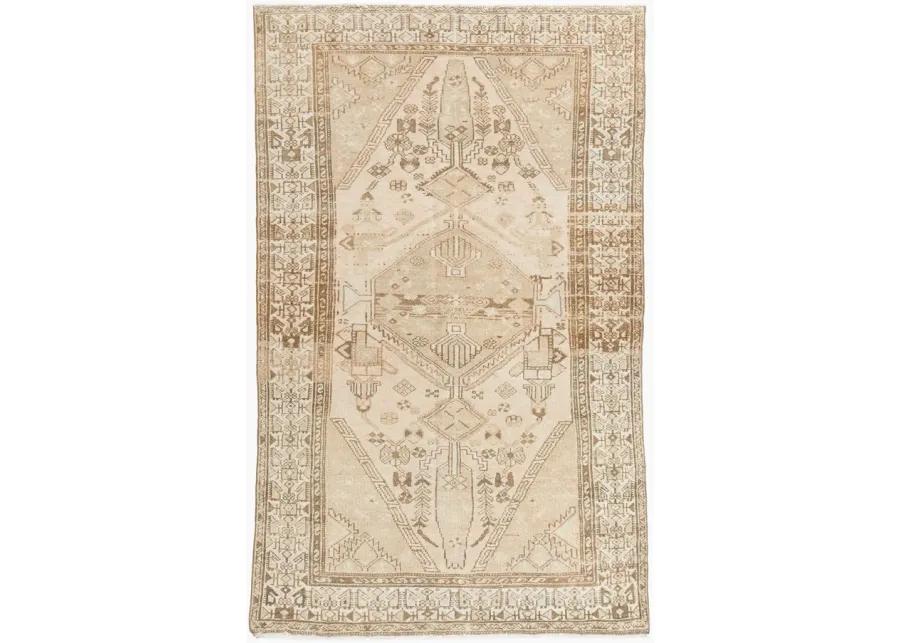 Persian Hamadan Area Rug 4' X 6'7 - Beige - Beige