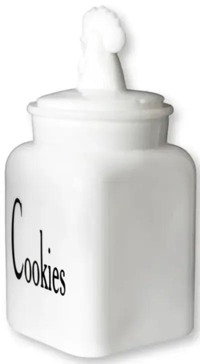 Milk Glass Cookie Jar w/Rooster - The Queens Landing - White