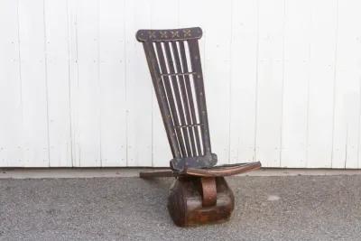 Wood & Metal Tribal Wheel Chair - de-cor - Brown