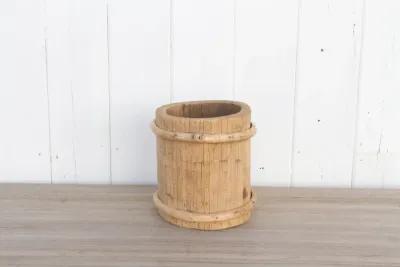 Bleached Wood & Bamboo Container - de-cor - Brown