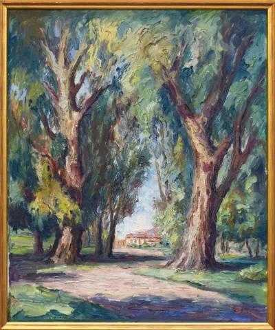 Impressionist Landscape by Fritz Baer - Antiquarian Art Company - Green