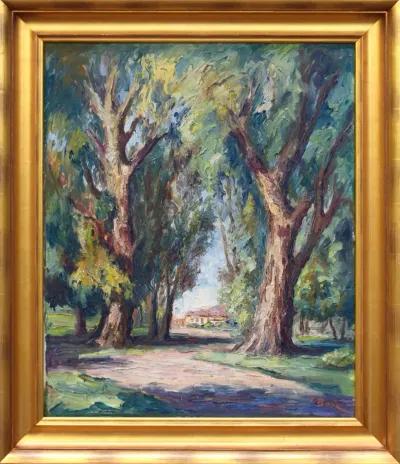 Impressionist Landscape by Fritz Baer - Antiquarian Art Company - Green