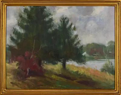 Vintage Impressionist Landscape H Barton - Antiquarian Art Company - Green