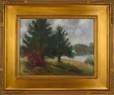 Vintage Impressionist Landscape H Barton - Antiquarian Art Company - Green