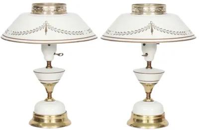 White & Gold Regency Table Lamps - a Pair - Interesting Things