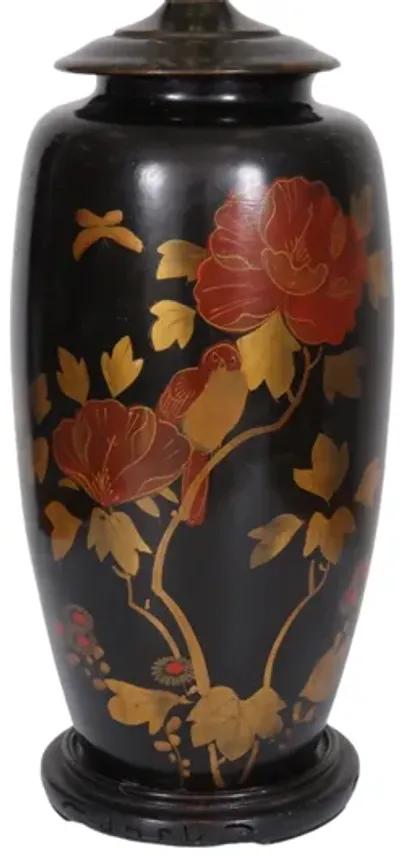 Chinoiserie Black Japanned Table Lamp - Interesting Things