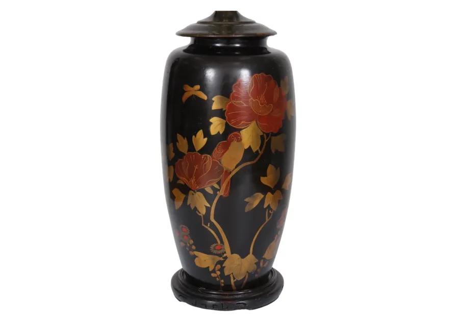 Chinoiserie Black Japanned Table Lamp - Interesting Things