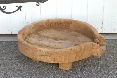 Antique Oversized Cheese Bowl on Legs - de-cor - Brown