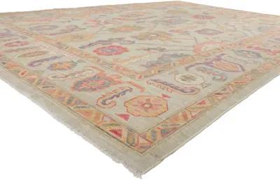 Colorful Oushak Rug - 10'00 x 14'06 - Esmaili Rugs & Antiques - Beige - Beige