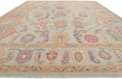 Colorful Oushak Rug - 10'00 x 14'06 - Esmaili Rugs & Antiques - Beige - Beige