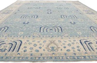 Sky Blue Oushak Rug - 11'11 x 14'07 - Esmaili Rugs & Antiques - blue