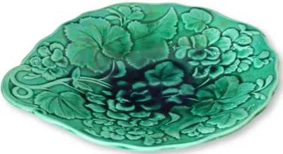 English Majolica Green Foliage Comport - Rose Victoria