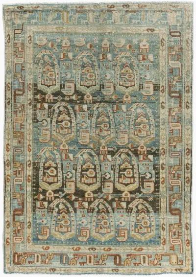 Persian Malayer Area Rug 3'6 X 5' - Blue - Blue