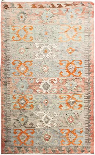 Turkish Kilim Rug Runner 5'5 X 11'2 - orange - orange