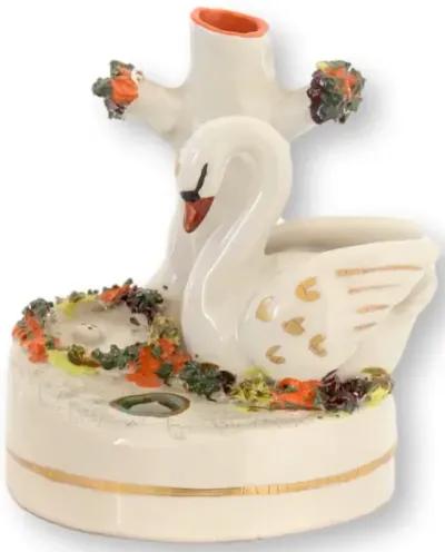 Staffordshire Swan Inkwell - New England Mercantile - White