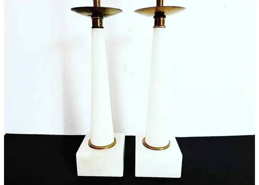 Italian Alabaster Lamps w/Shades - Set of 2 - C the Light Interiors