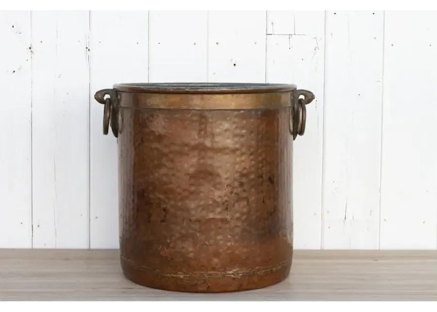 Antique Copper And Brass Indian Pot - de-cor - Brown