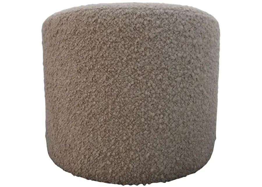 Luxe Camel Shearling Ottoman - Brown