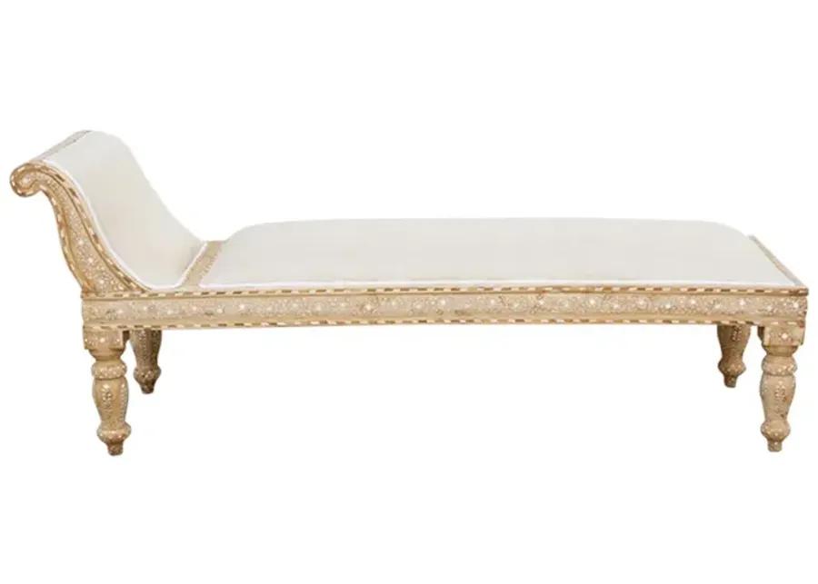 Bleached Wood Anglo-Indian Inlay Chaise - de-cor - brown - Comfortable, Sturdy, Stylish