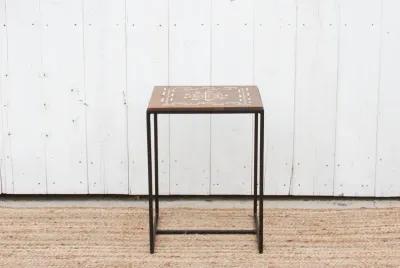 Small Inlay Top End Table - de-cor - Brown