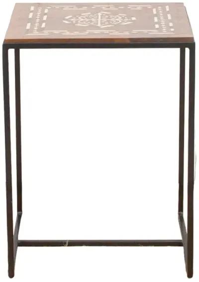 Small Inlay Top End Table - de-cor - Brown