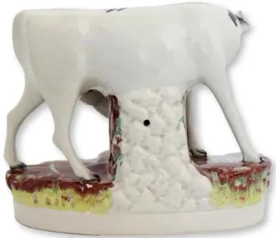 Antique Staffordshire Cow & Calf - Rose Victoria - White