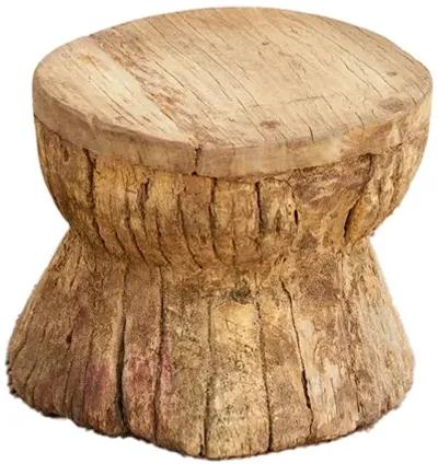 Farmhouse Teak Grinder Side Table - de-cor - Brown