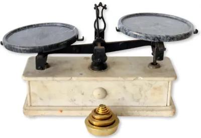 French Marble Balance Scale w/Weights - Rose Victoria - Black