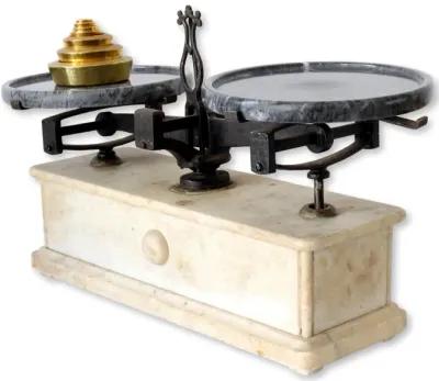 French Marble Balance Scale w/Weights - Rose Victoria - Black