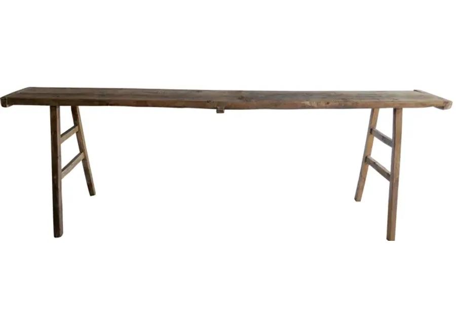 Antique Elmwood Rustic Console Table - Brown